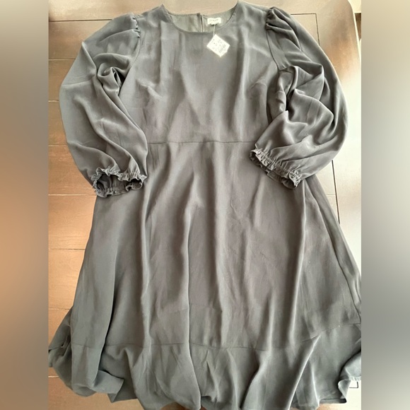 J. Crew Dresses & Skirts - J. Crew Black Midi Dress with Puff Sleeves